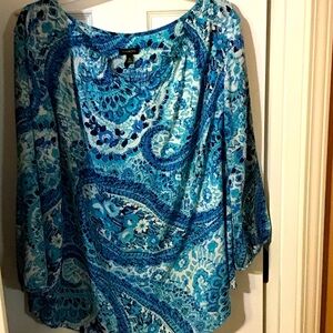 Talbots Vibrant Blue and Teal Paisley Blouse